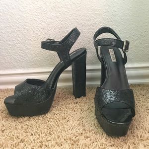 Lola Shoetique sparkly black platform heels